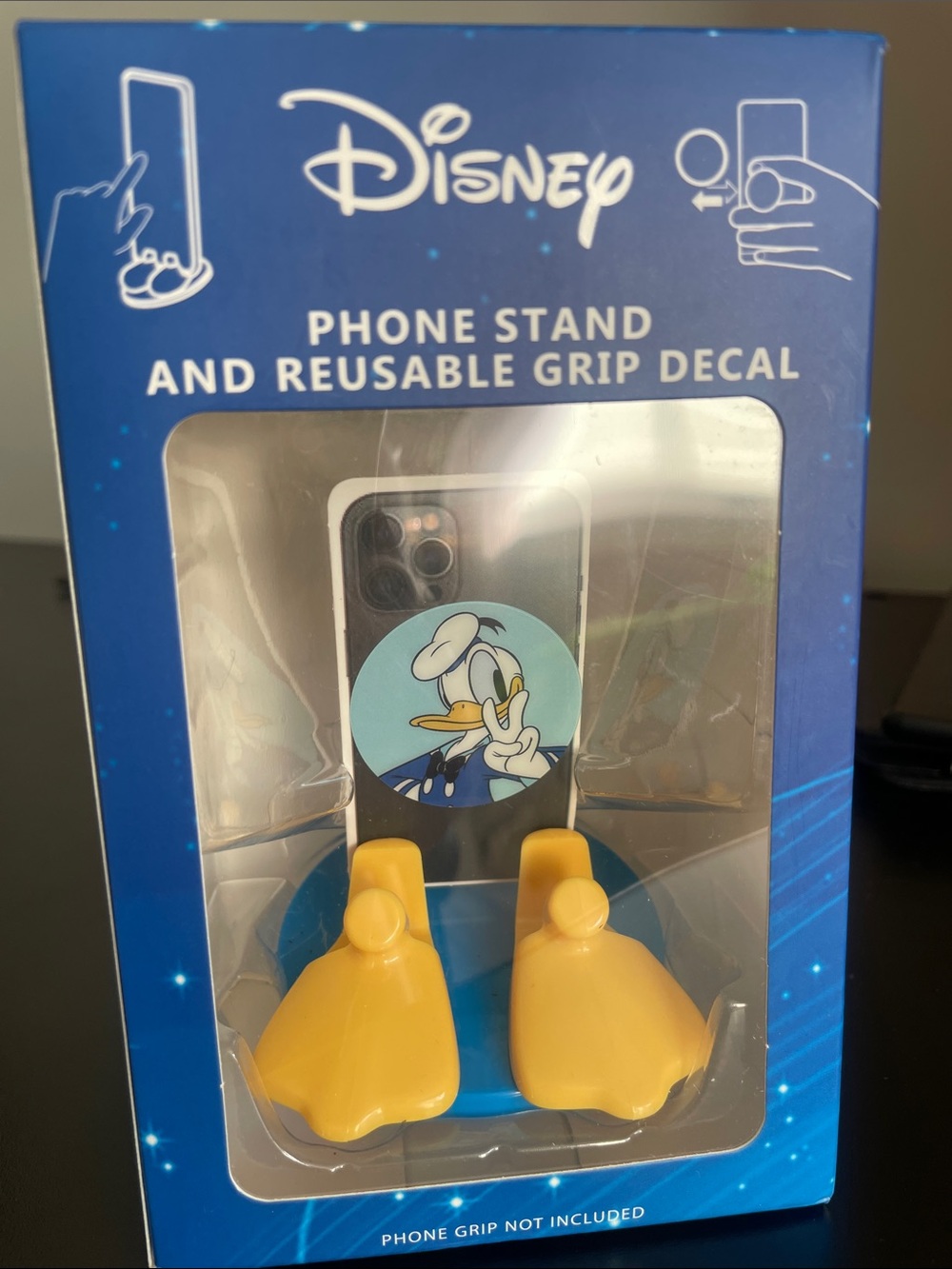 Disney Donald Duck Blue & Yellow Phone Stand with Reusable Grip Decal